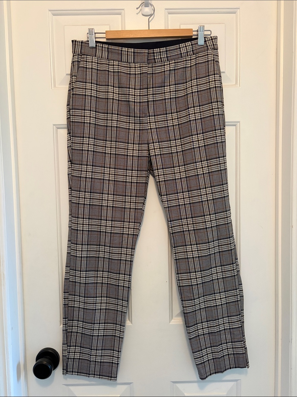 Zara Beige and Black Plaid Cropped Pants